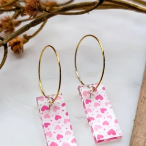 Minimalist Heart Patterned Hoop Earrings