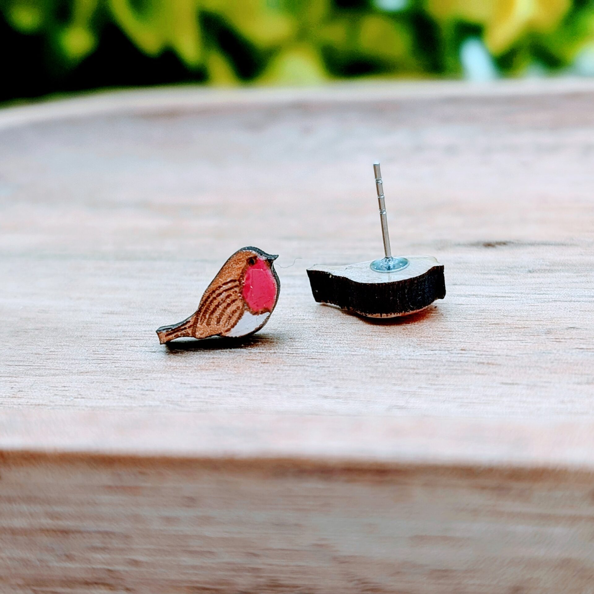 Cute Robin Earrings Wooden Bird Studs Cute Robin Earrings Wooden Bird Studs