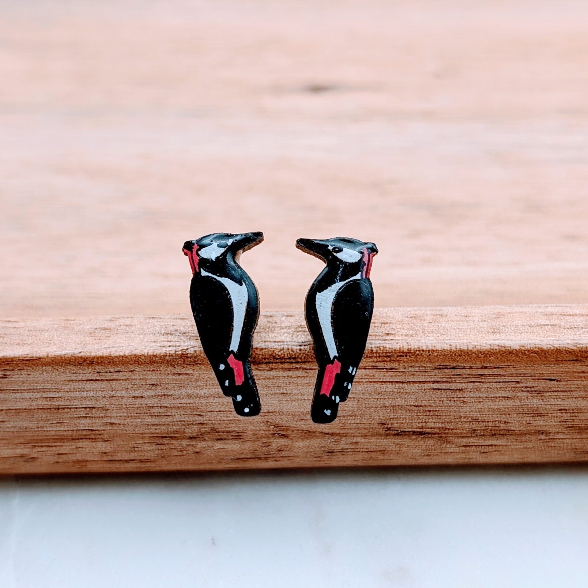 Woodpecker Wooden Stud Earrings Woodpecker Wooden Stud Earrings