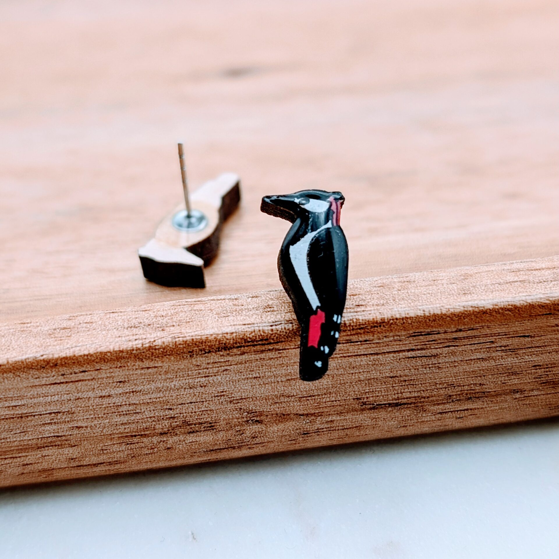 Woodpecker Wooden Stud Earrings Woodpecker Wooden Stud Earrings
