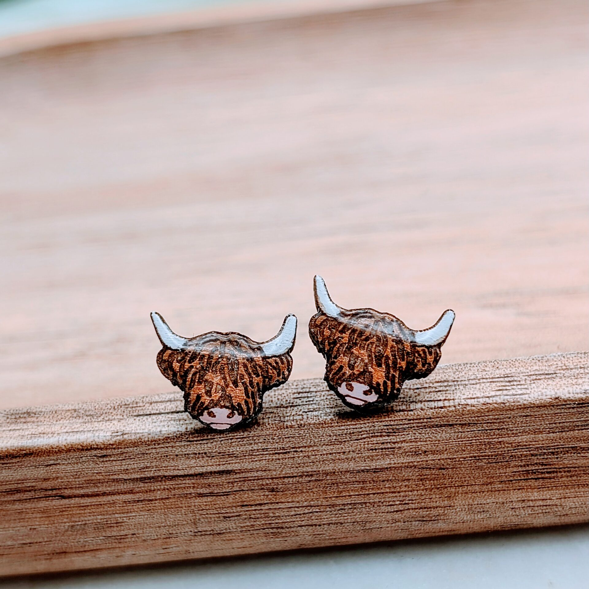 Cute Highland Cow Earrings Wooden Animal Cute Highland Cow Earrings Wooden Animal