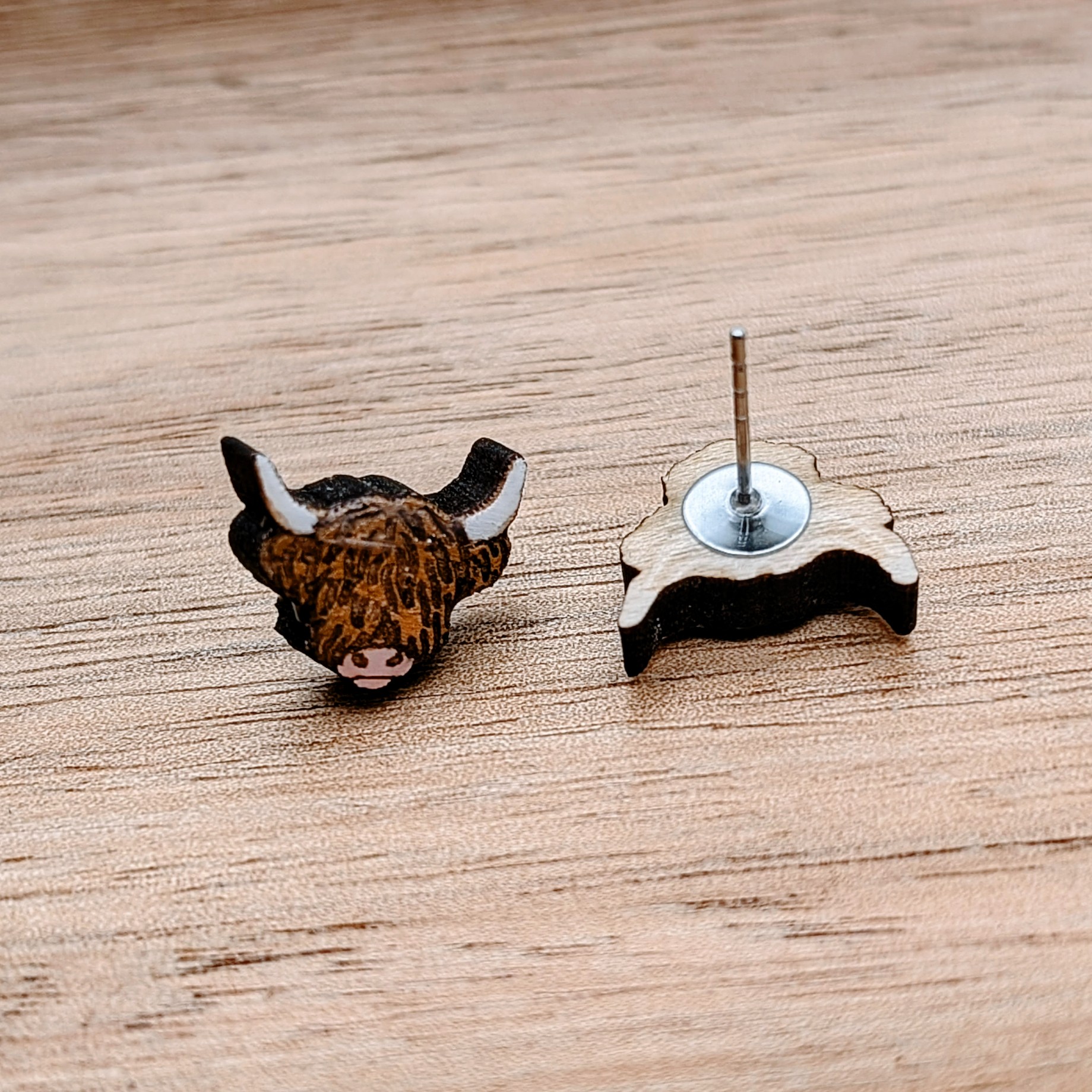 Cute Highland Cow Earrings Wooden Animal Cute Highland Cow Earrings Wooden Animal
