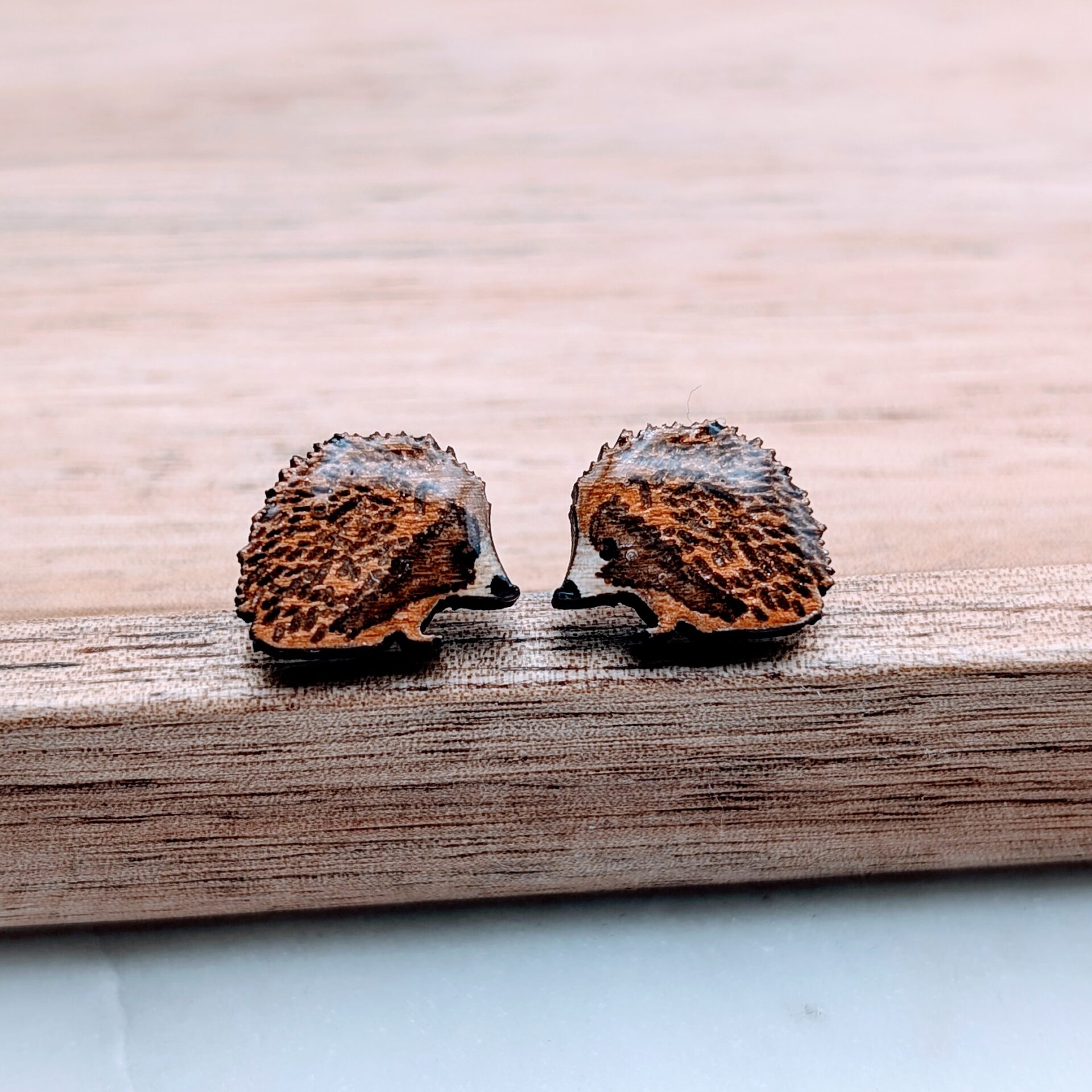 Cute Hedgehog Earrings Wooden Animal Cute Hedgehog Earrings Wooden Animal