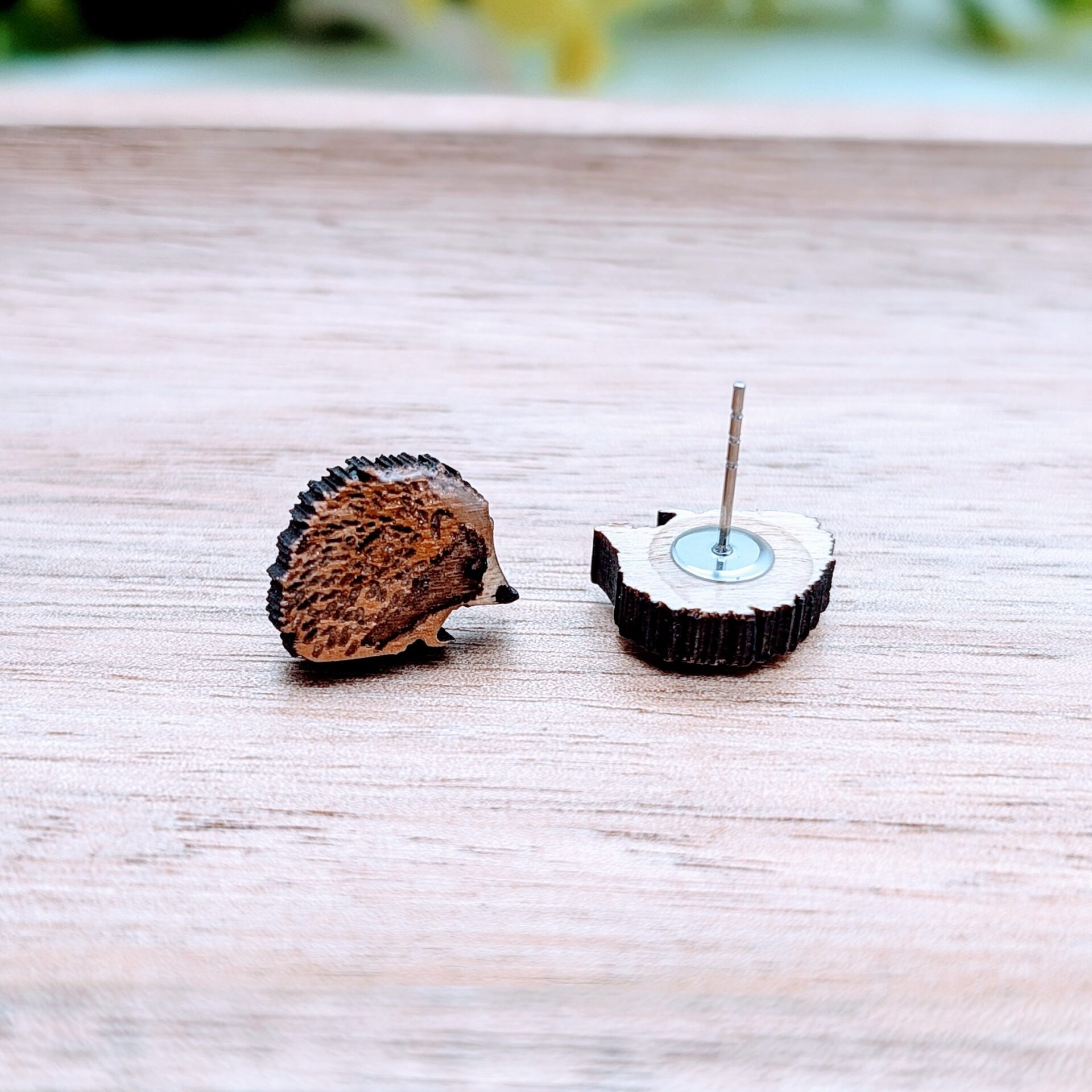 Cute Hedgehog Earrings Wooden Animal Cute Hedgehog Earrings Wooden Animal