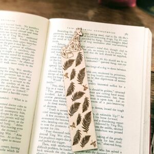 Wooden Fox Engraved Bookmark With Ferns