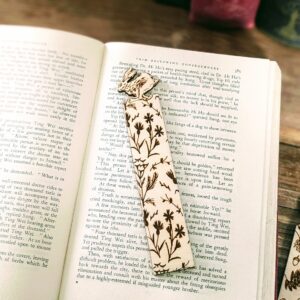 Wooden Hare Engraved Bookmark Floral