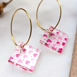 Minimalist Heart Patterned Hoop Earrings