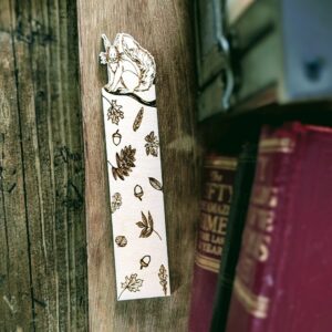 Wooden Squirrel Engraved Bookmark Acorns