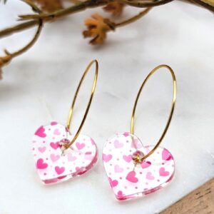 Minimalist Heart Patterned Hoop Earrings