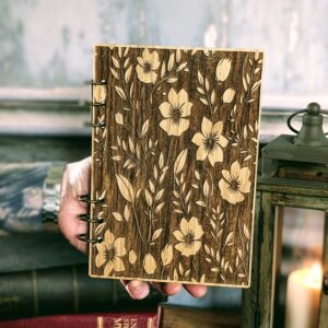 Refillable A5 Wooden Note/Sketch Book Floral