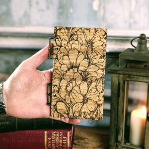 Refillable A6 Wooden Note/Sketch Book Flower