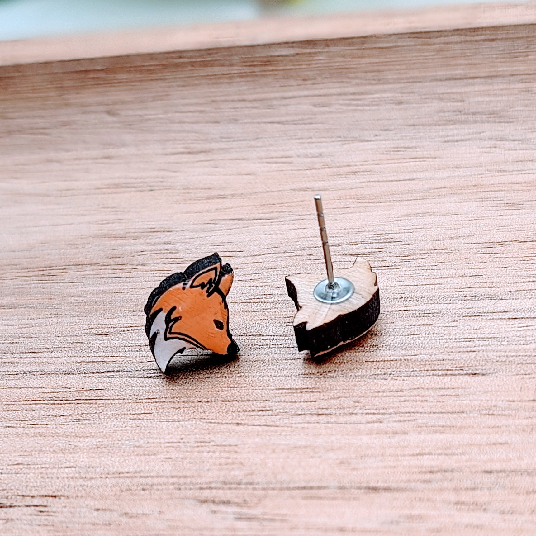 Fox Wooden Stud Earrings Fox Wooden Stud Earrings