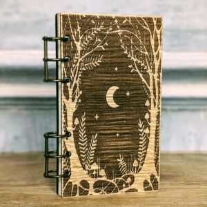 Refillable A6 Wooden Note/Sketch Book Enchanted Forest