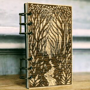 Refillable A6 Wooden Note/Sketch Book Woodland