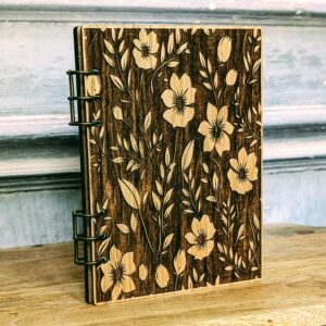 Refillable A5 Wooden Note/Sketch Book Floral
