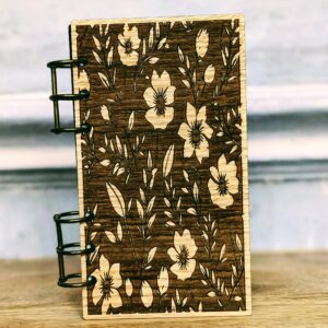 Refillable A6 Wooden Note/Sketch Book Floral
