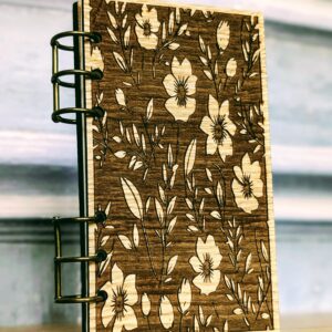 Refillable A6 Wooden Note/Sketch Book Floral
