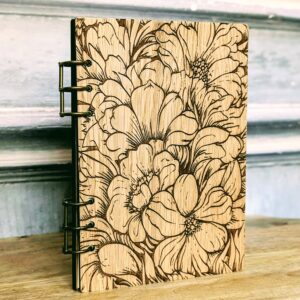 Refillable A5 Wooden Note/Sketch Book Flowers
